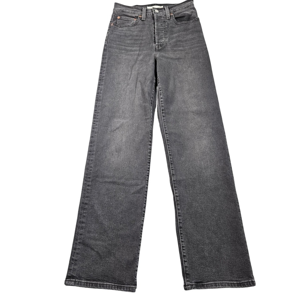 Levis Ribcage Straight Jeans Womens 27 Charcoal Wash High Rise Stretch 27x31